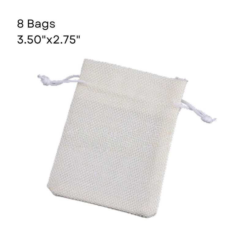 3.50''x2.75'' Drawstring Pouches/Bags, 10pcs, White, Polyester, 2.79oz