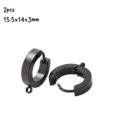 BP Stainless Steel Huggie Hoop Earrings, 2pcs, 15.5x14x3mm, w/1.6mm Loops, Pin: 1mm, 5gms/0.18oz