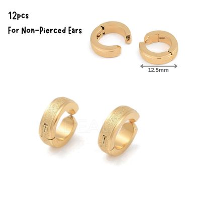 GP Stainless Steel Clip-On Huggie Earrings, 12pcs, 12.5x4mm, 1.02oz