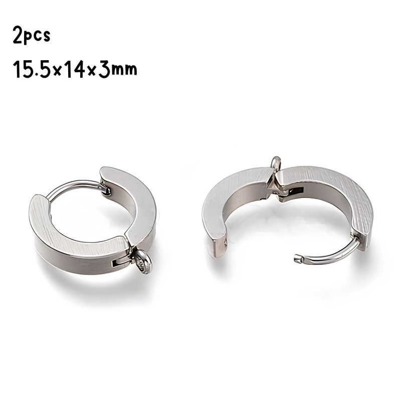 Stainless Steel Huggie Hoop Earrings, 2pcs, 15.5x14x3mm, w/1.6mm Loops, Pin: 1mm, 0.18oz