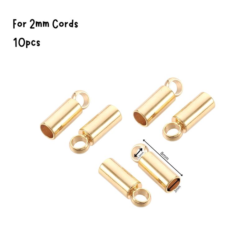 GP Stainless Steel Glue In End Caps, Cord Ends, 10pcs, 8x2.5mm, Inner Diameter 2mm, Hole 1.5mm, 0.07oz