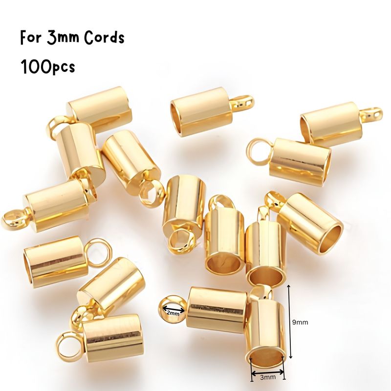 GP Stainless Steel Glue In End Caps, Cord Ends, 100pcs, 8x4mm, Inner Diameter 3mm, Hole 2mm, 1.16oz