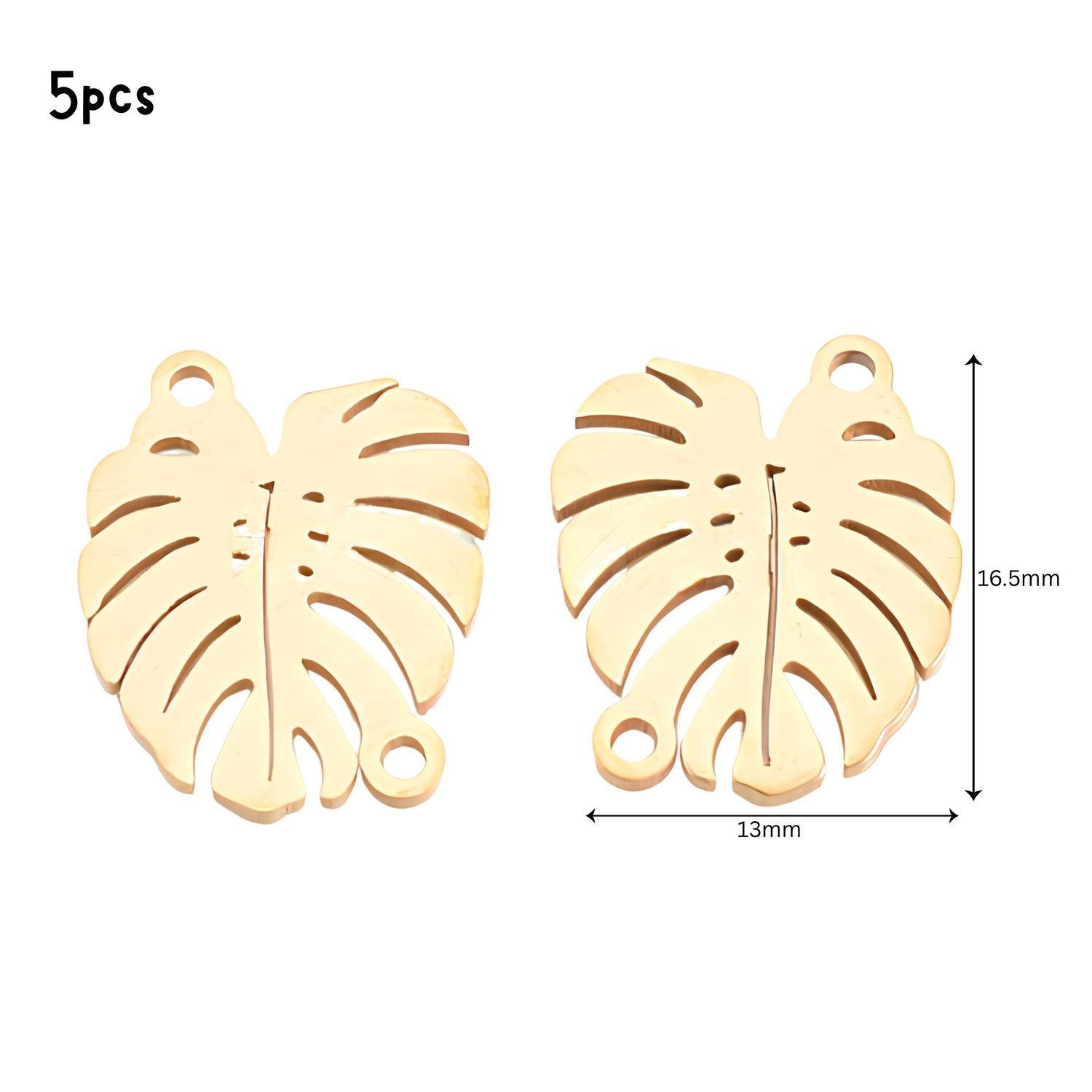 GP Stainless Steel Leaf Links, 5pcs, 16.5x13x1mm, Hole 1.4mm, Connectors, Links, 0.95oz