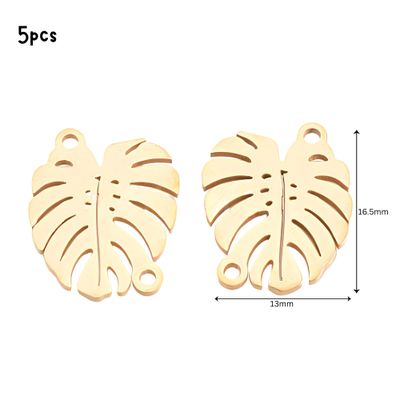 GP Stainless Steel Leaf Links, 5pcs, 16.5x13x1mm, Hole 1.4mm, Connectors, Links, 0.95oz