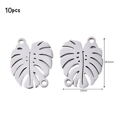 Stainless Steel Leaf Links, 10pcs, 16.5x13x1mm, Hole 1.4mm, Connectors, Links, 0.95oz