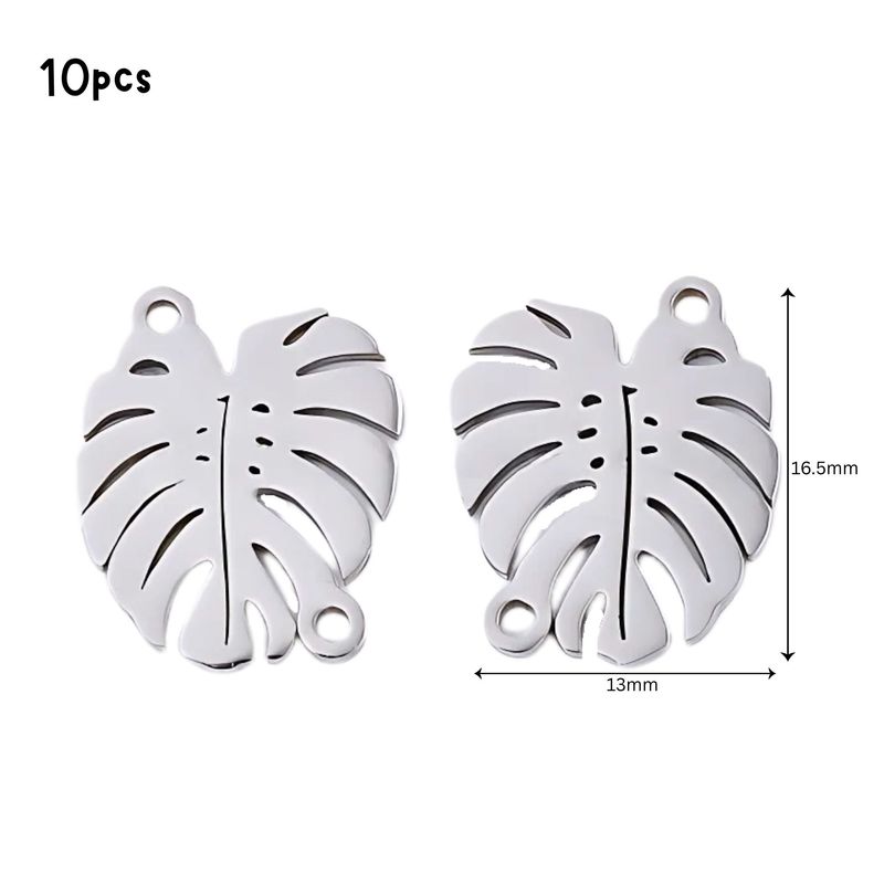 Stainless Steel Leaf Links, 10pcs, 16.5x13x1mm, Hole 1.4mm, Connectors, Links, 0.95oz