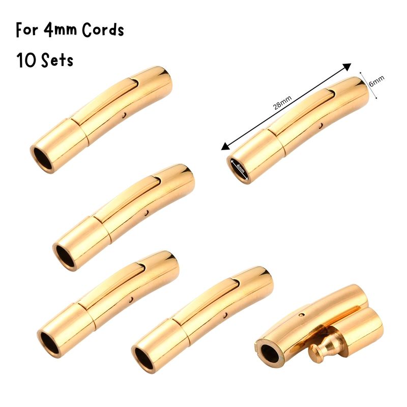 GP Stainless Steel Bayonet Clasps, 10 Sets, 30x6x6.5mm, For 4mm Cords, 1.51oz