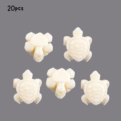 Turtle Beads, 20pcs, 12x10x5mm, Cream, Hole 1.2mm, Synthetic/Acrylic, 10gms/0.35oz