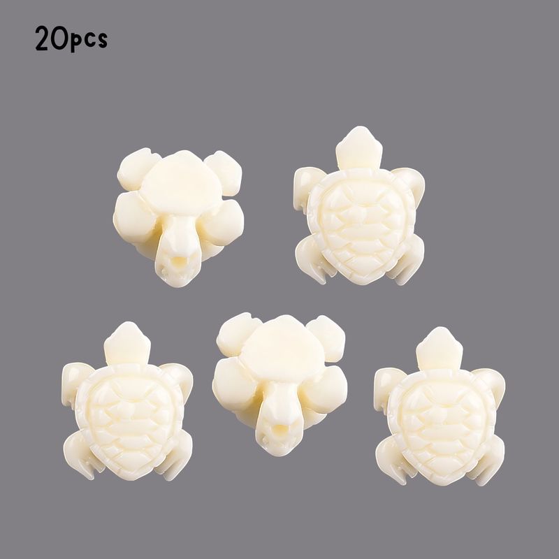 Turtle Beads, 20pcs, 12x10x5mm, Cream, Hole 1.2mm, Synthetic/Acrylic, 10gms/0.35oz