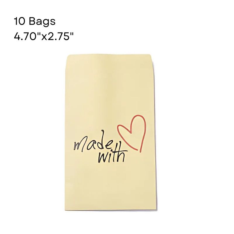 4.70"x2.75" Kraft Paper Bags, 10 Bags, Made With Love, 0.56oz