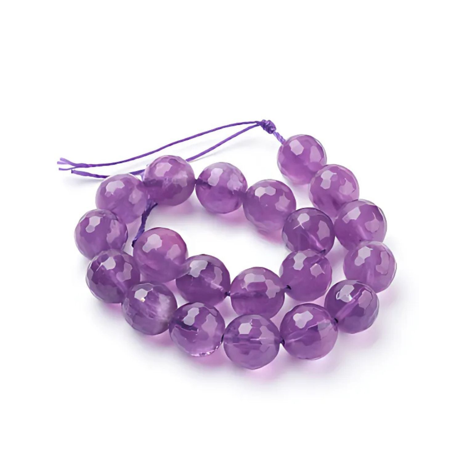 10mm Faceted Amethyst, 7.5” Strand,  Approx 18 Beads, Round, Natural, 1mm Hole, Gemstones, 28gms/0.99oz