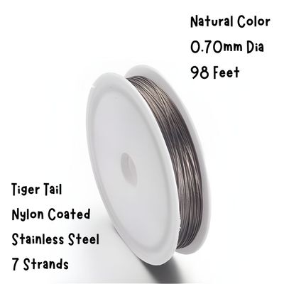 Tiger Tail Wire, Nylon-coated Stainless Steel, 0.027"/0.70mm, 98 Feet/30 Meters, 53 grams/1.87oz