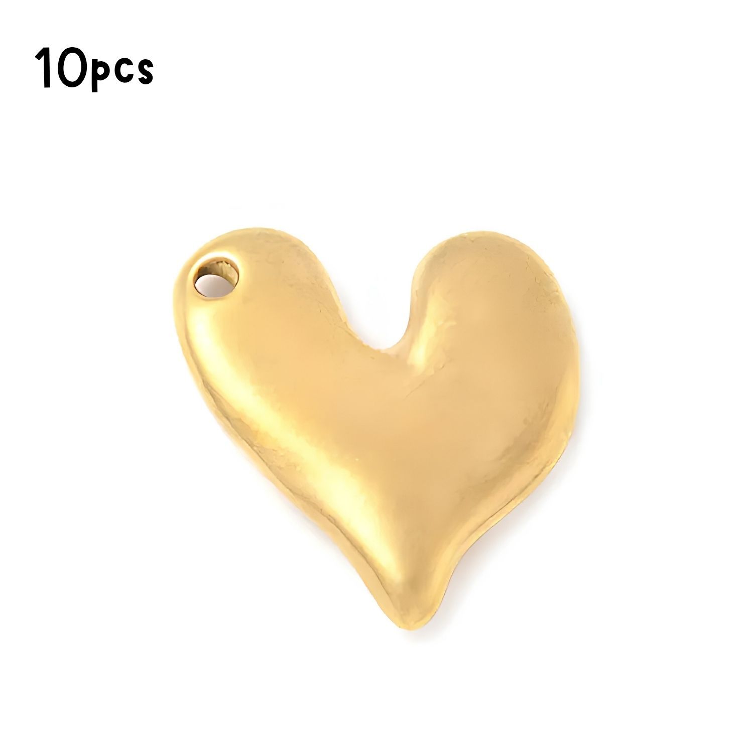 GP Stainless Steel Heart Pendant, 10pcs, 18x17x3mm, Hole 1.4mm, Charms/Pendants, 1.41oz