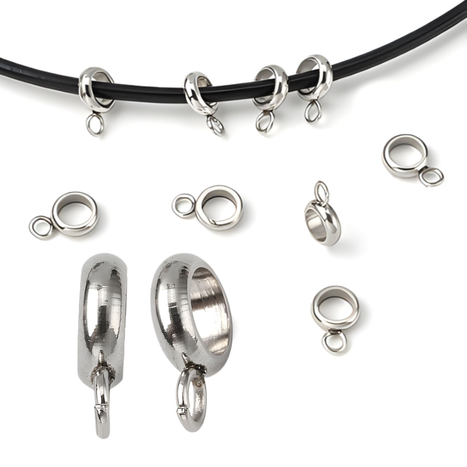 Stainless Steel Sliding Bails, 10pcs, 8.6x5.8x1.8mm, Hole: 1.8mm, Inner Diameter: 4mm, 3gms/0.11oz