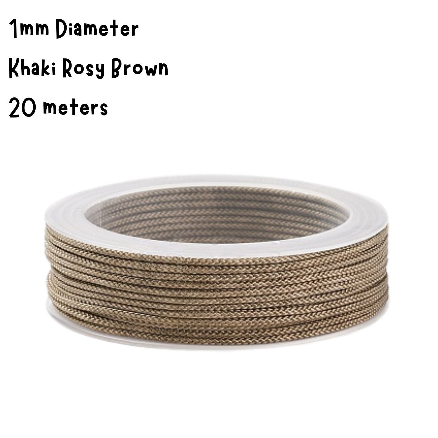 1mm Khaki Rosy Brown, Chinese Knotting Cord, 20 Meters, 33gms/1.16oz