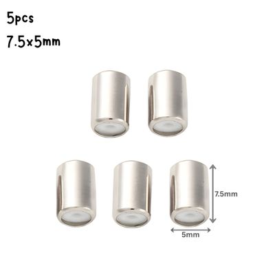Stainless Steel Rubber Core Stopper Beads, 5pcs, Sliding Bead Clasp, 7.5x5mm, Hole 1.4mm, Metal Beads, 0.11oz