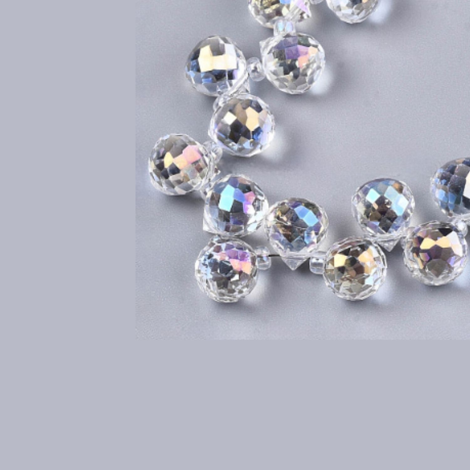 Teardrops Faceted Crystal AB, Approx 90pcs, Glass Beads, 9.5x8mm, Hole: 0.8mm, 65gms/2.29oz