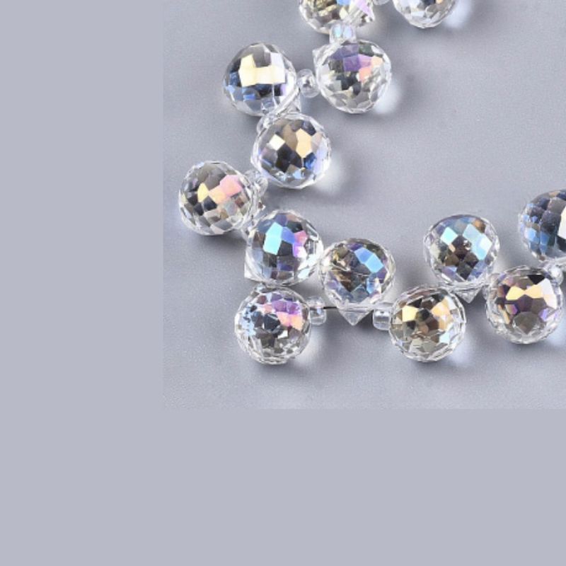 Teardrops Faceted Crystal AB, Approx 90pcs, Glass Beads, 9.5x8mm, Hole: 0.8mm, 65gms/2.29oz