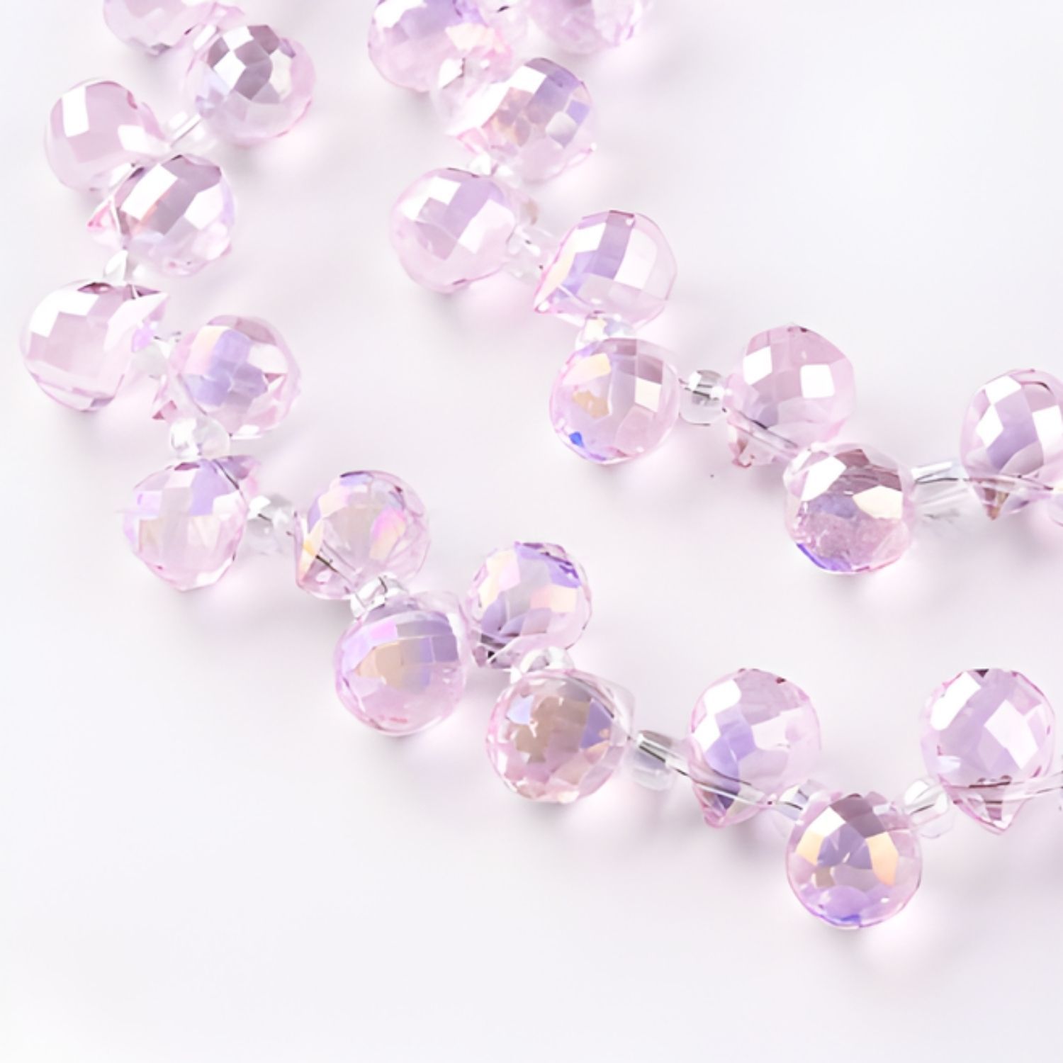 Teardrops Faceted Pink AB, Approx 90pcs, Glass Beads, 9.5x8mm, Hole: 0.8mm, 65gms/2.29oz