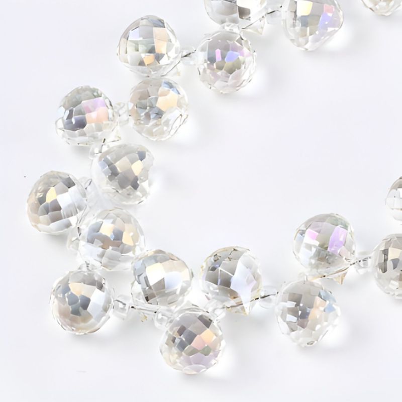 Teardrops Faceted Light Golddenrod Yellow AB, Approx 90pcs, Glass Beads, 9.5x8mm, Hole: 0.8mm, 65gms/2.29oz