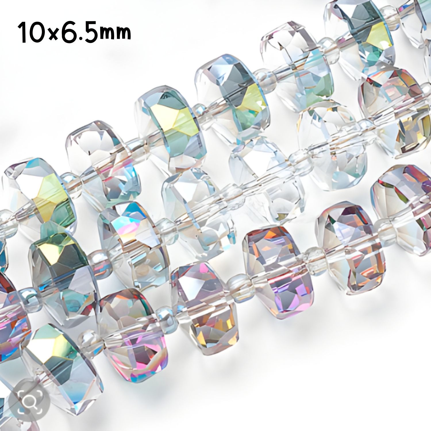 10x6.5mm Faceted Rondelles, Approx 60pcs, 19" Strand, Green/Pink Plated AB, Hole 1.2mm, 53Gm/1.87oz