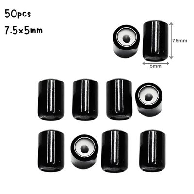 BP Stainless Steel Rubber Core Stopper Beads, 50pcs, Sliding Bead Clasp, 7.5x5mm, Hole 1.4mm, Metal Beads, 0.78oz