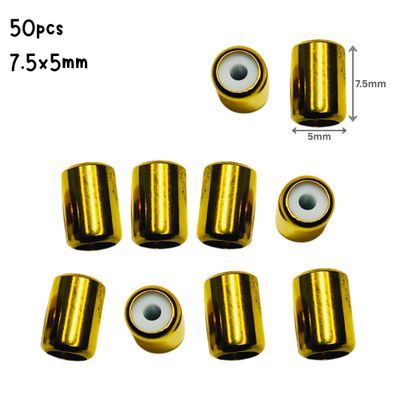 GP Stainless Steel Rubber Core Stopper Beads, 50pcs, Sliding Bead Clasp, 7.5x5mm, Hole 1.4mm, Metal Beads, 0.78oz