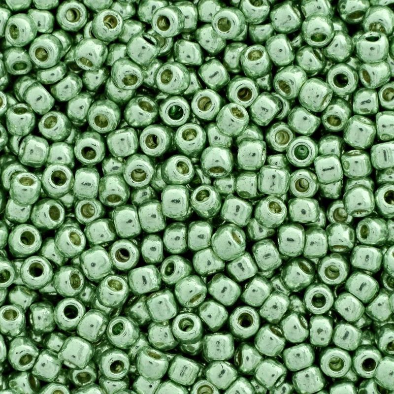 #11 Toho Seed Beads, Galvanized Seafoam Lime Green, Permanent Finish, 2x2mm, 10 Grams/0.35oz, Approx 1110pcs