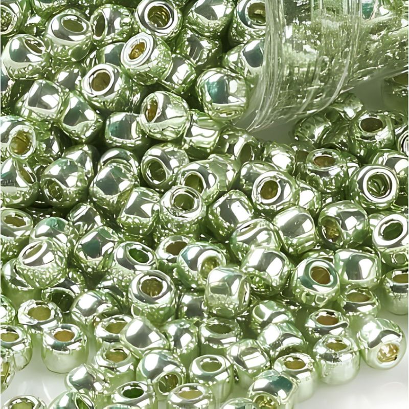 #11 Toho Seed Beads, Galvanized Seafoam Lime Green, Permanent Finish, 2x2mm, 10 Grams/0.35oz, Approx 1110pcs