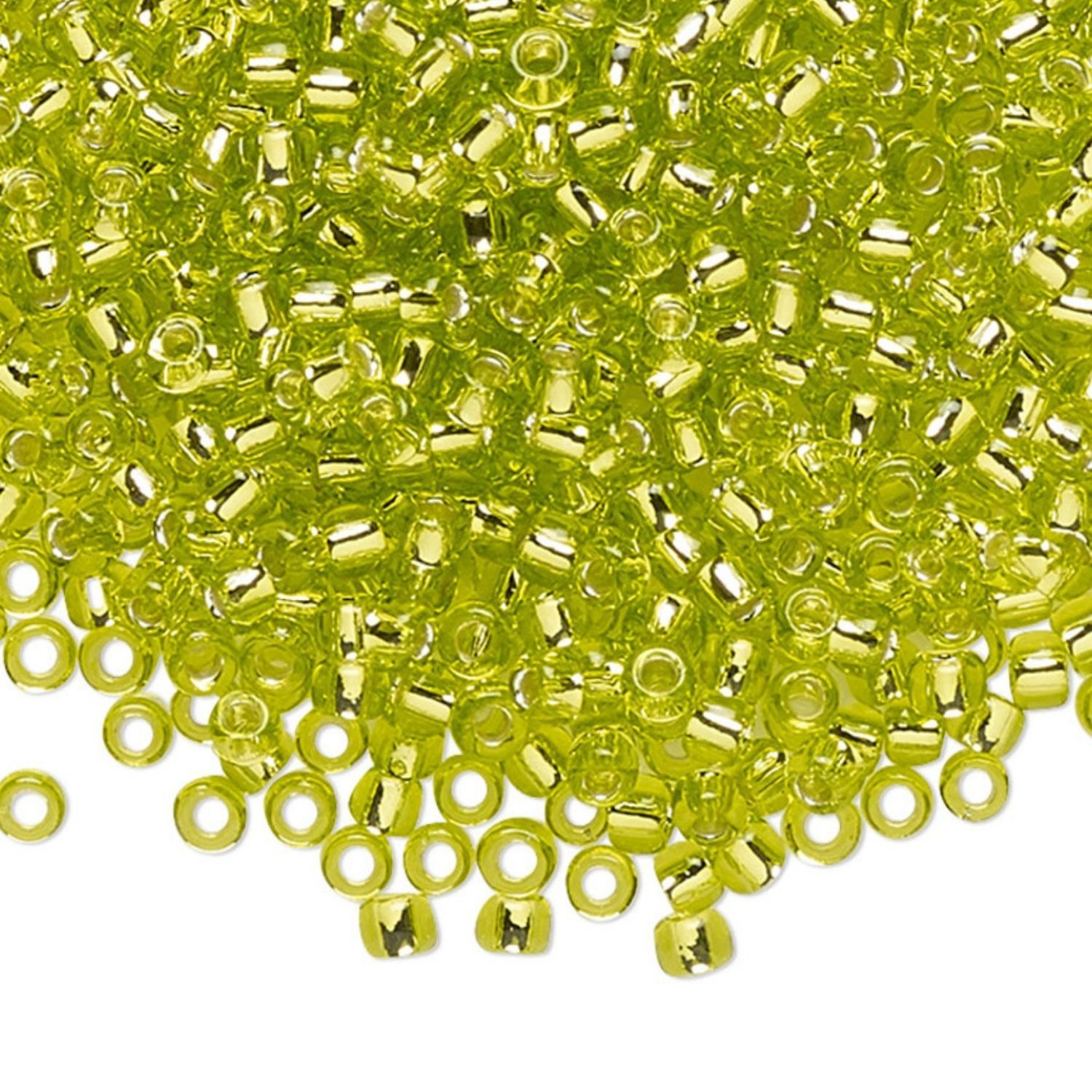 #11 Toho Seed Beads, Silver Lined Lime Green, 2x2mm, 10 Grams/0.35oz, Approx 1110pcs