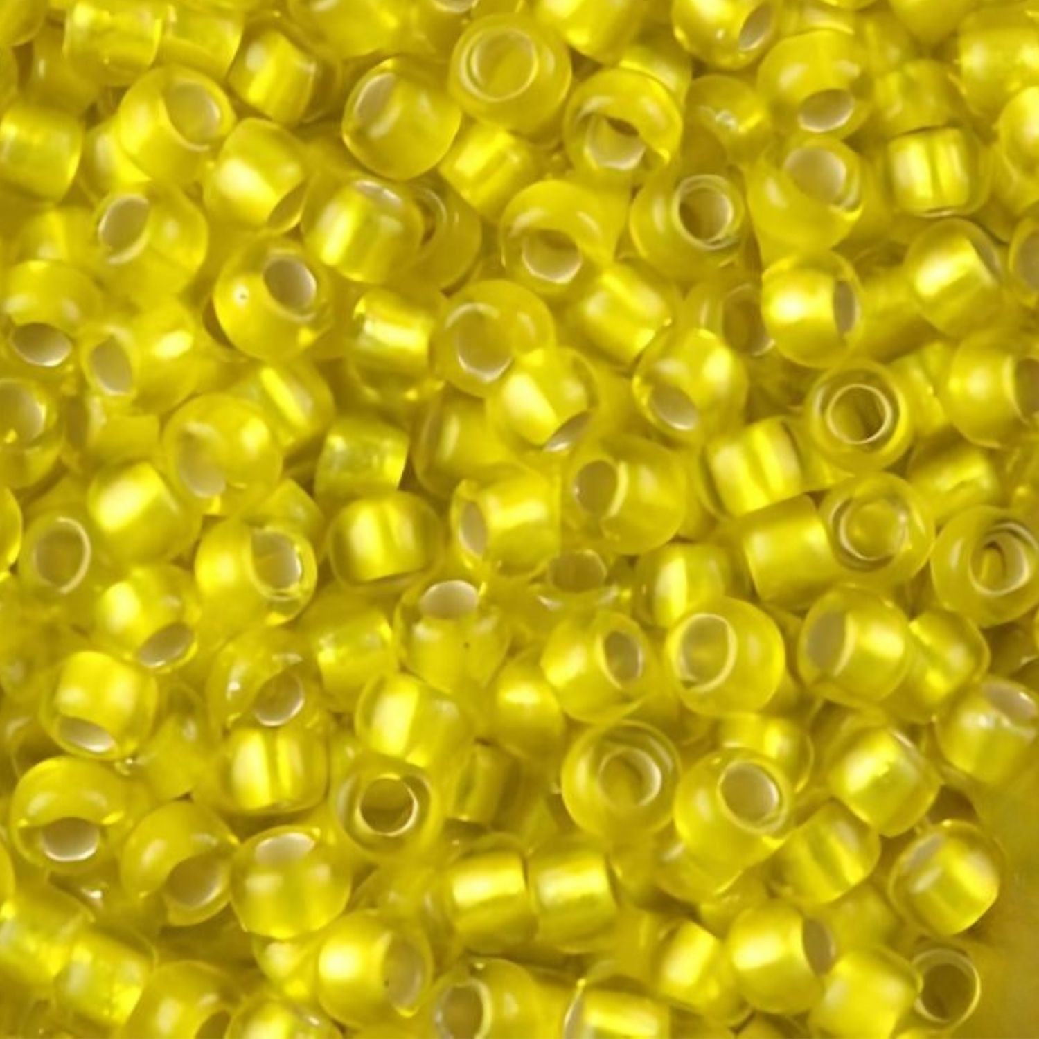 #11 Toho Seed Beads, Frosted Silver Lined Lemon Yellow,2x2mm, 10 Grams/0.35oz, Approx 1110pcs