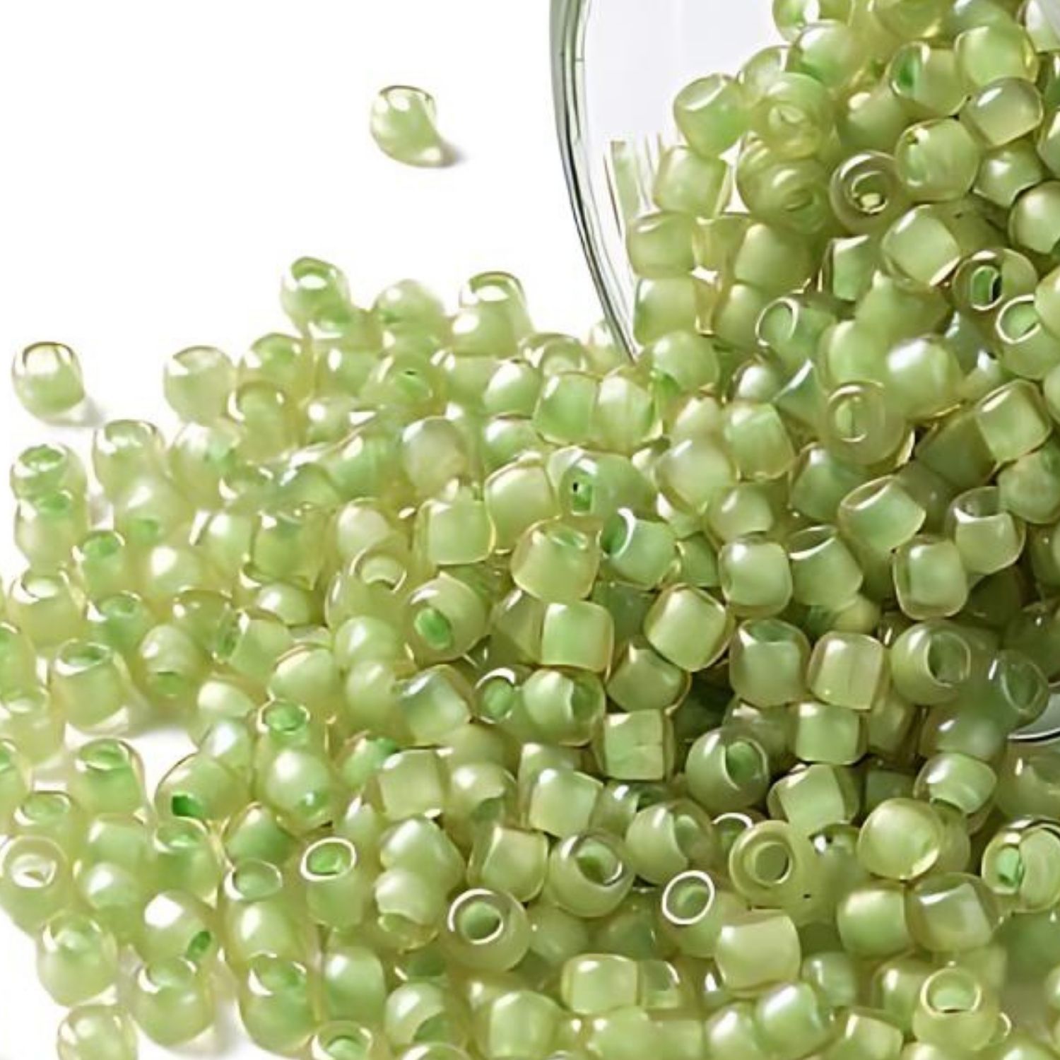 #11 Toho Seed Beads, Frosted Jonquil Opaque Green, 2x2mm, 10 Grams/0.35oz, Approx 1110pcs
