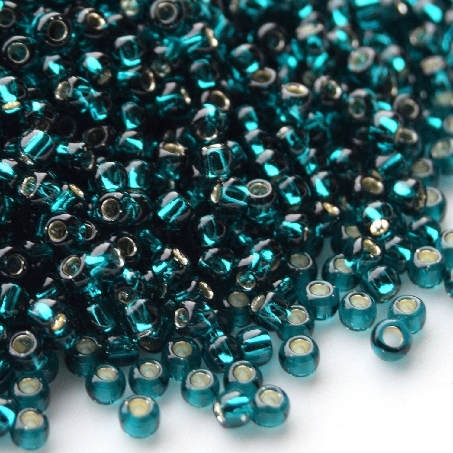 #11 Toho Seed Beads, Silver Lined Teal, 2x2mm, 10 Grams/0.35oz, Approx 1110pcs