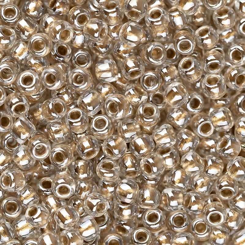 #11 Toho Seed Beads, Gold Lined Crystal, 2x2mm, 10 Grams/0.35oz, Approx 1110pcs