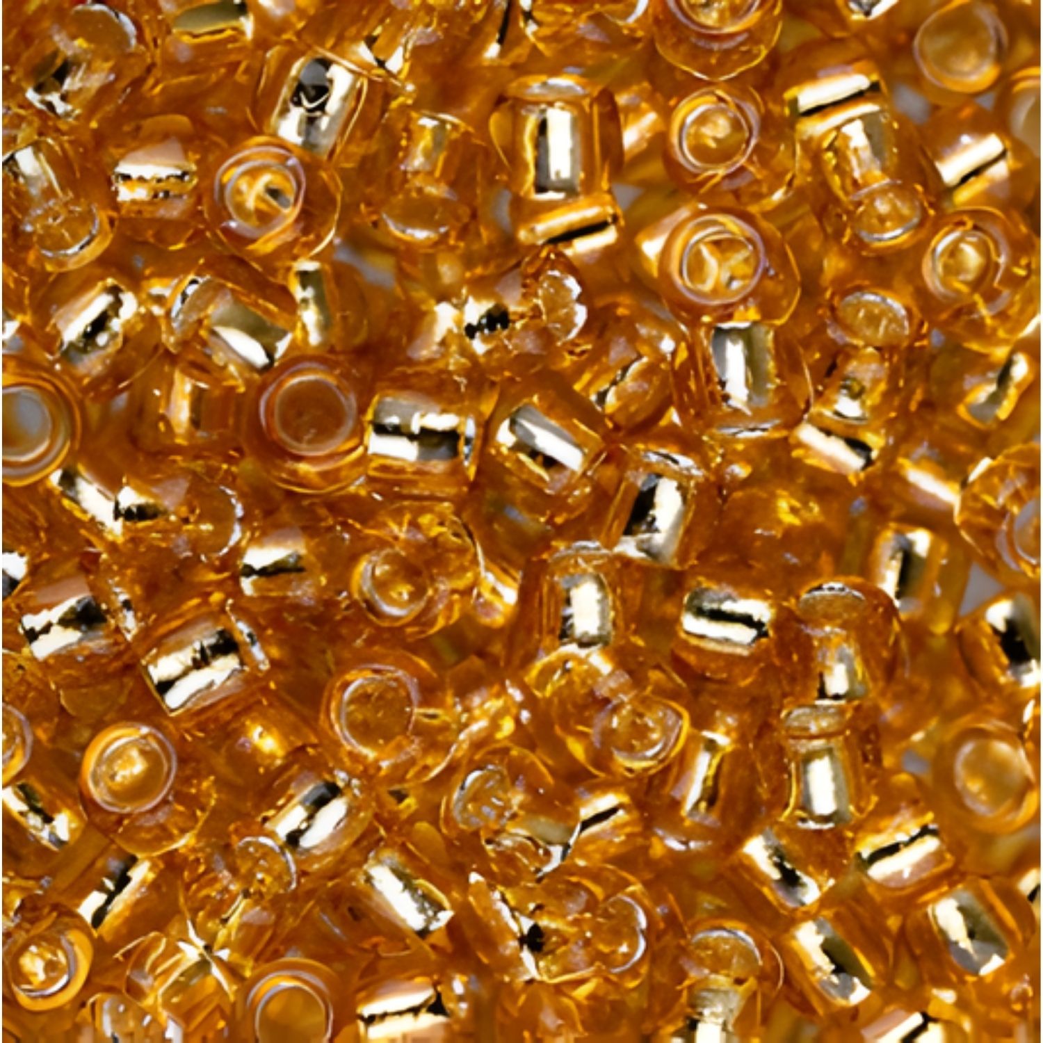 #11 Toho Seed Beads. Silver Lined Medium Topaz, 2x2mm, 10gms/0.35oz, Approx 1110pcs