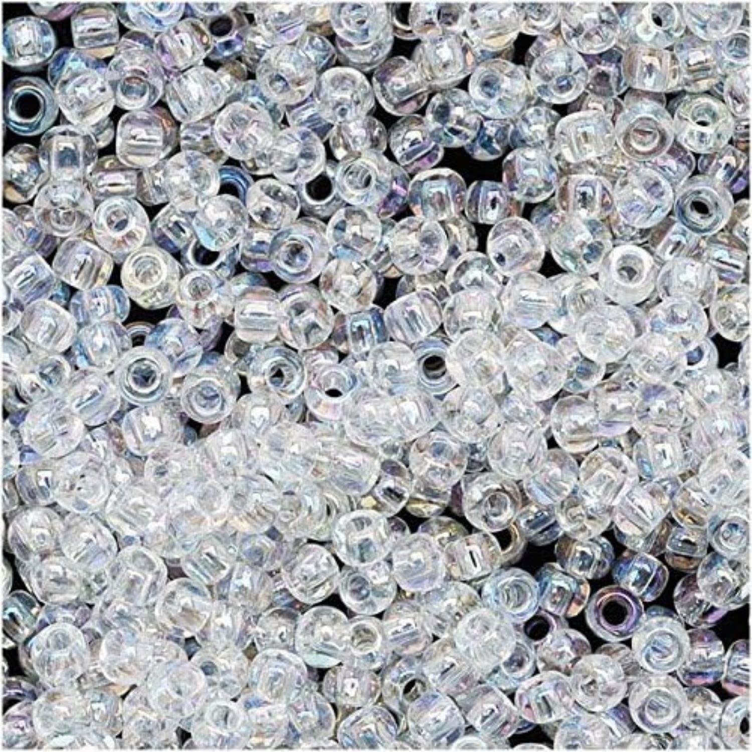 #11 Toho Seed Beads, Transparent Rainbow Crystal, 2x2mm, 10 Grams/0.35oz, Approx 1110pcs