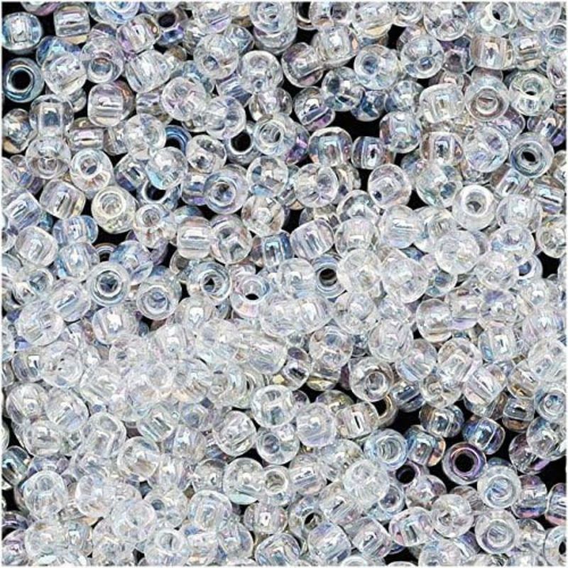 #11 Toho Seed Beads, Transparent Rainbow Crystal, 2x2mm, 10 Grams/0.35oz, Approx 1110pcs