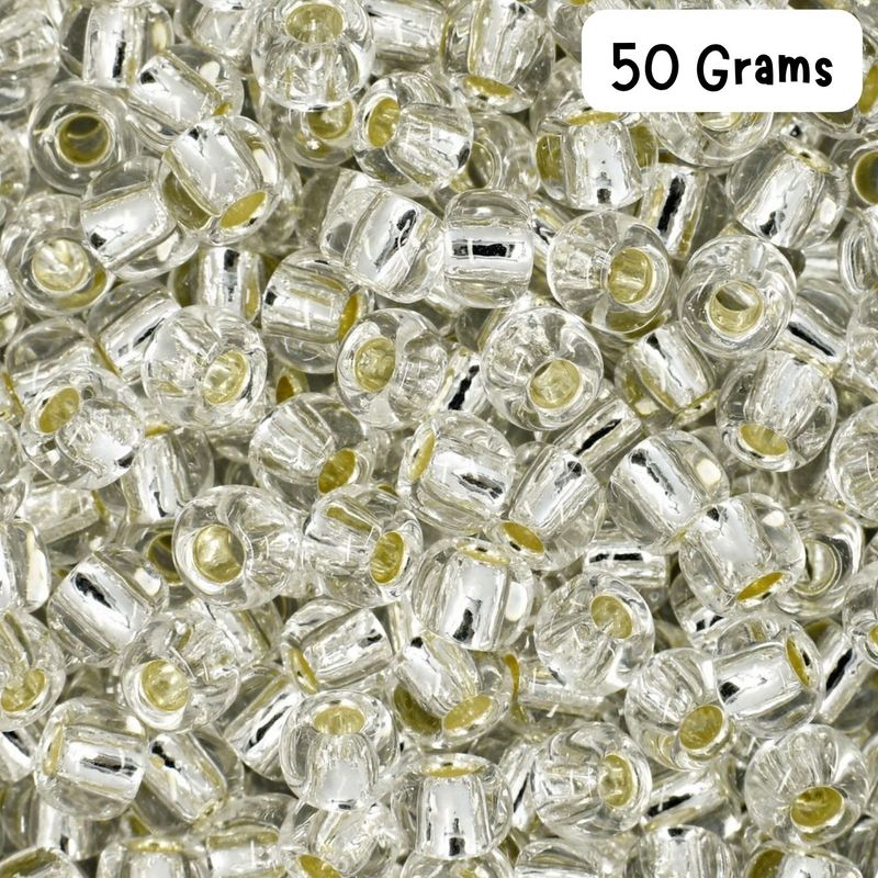 #6 Toho Seed Beads, Silver Lined Crystal, 4x4mm, 50 Grams/1.76oz, Approx 840pcs