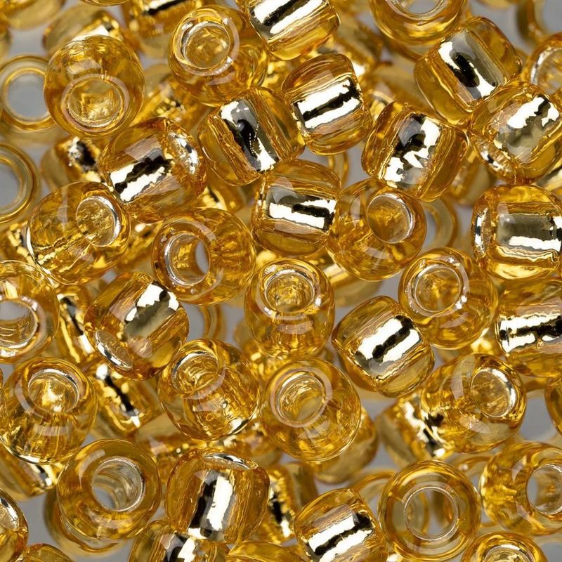 #6 Toho Seed Beads, Silver Lined Light Topaz, 4x4mm, 10 Grams/0.35oz, Approx 222pcs