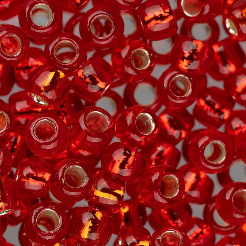 #6 Toho Seed Beads, Silver Lined Siam Ruby, 4x4mm, 10 Grams/0.35oz, Approx 222pcs