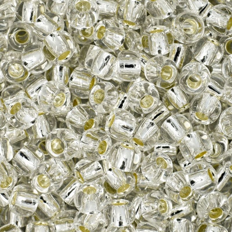 #6 Toho Seed Beads, Silver Lined Crystal, 4x4mm, 10 Grams/0.35oz, Approx 222pcs