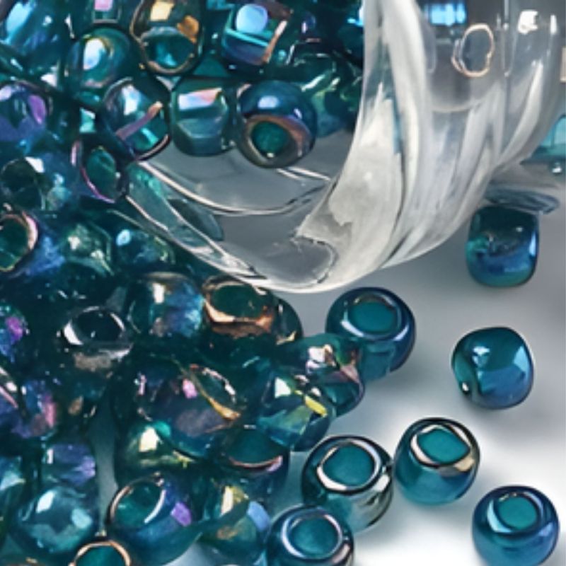#6 Toho Seed Beads, Transparent AB Teal, 4x4mm, 10 Grams/0.35oz, Approx 222pcs