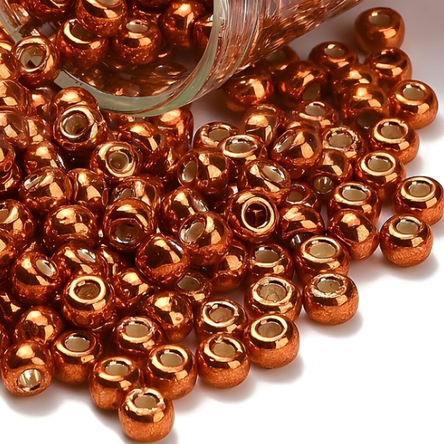 #6 Toho Seed Beads, Metallic Burnt Orange, Permanent Finish, 4x4mm, 10 Grams/0.35oz, Approx 222pcs