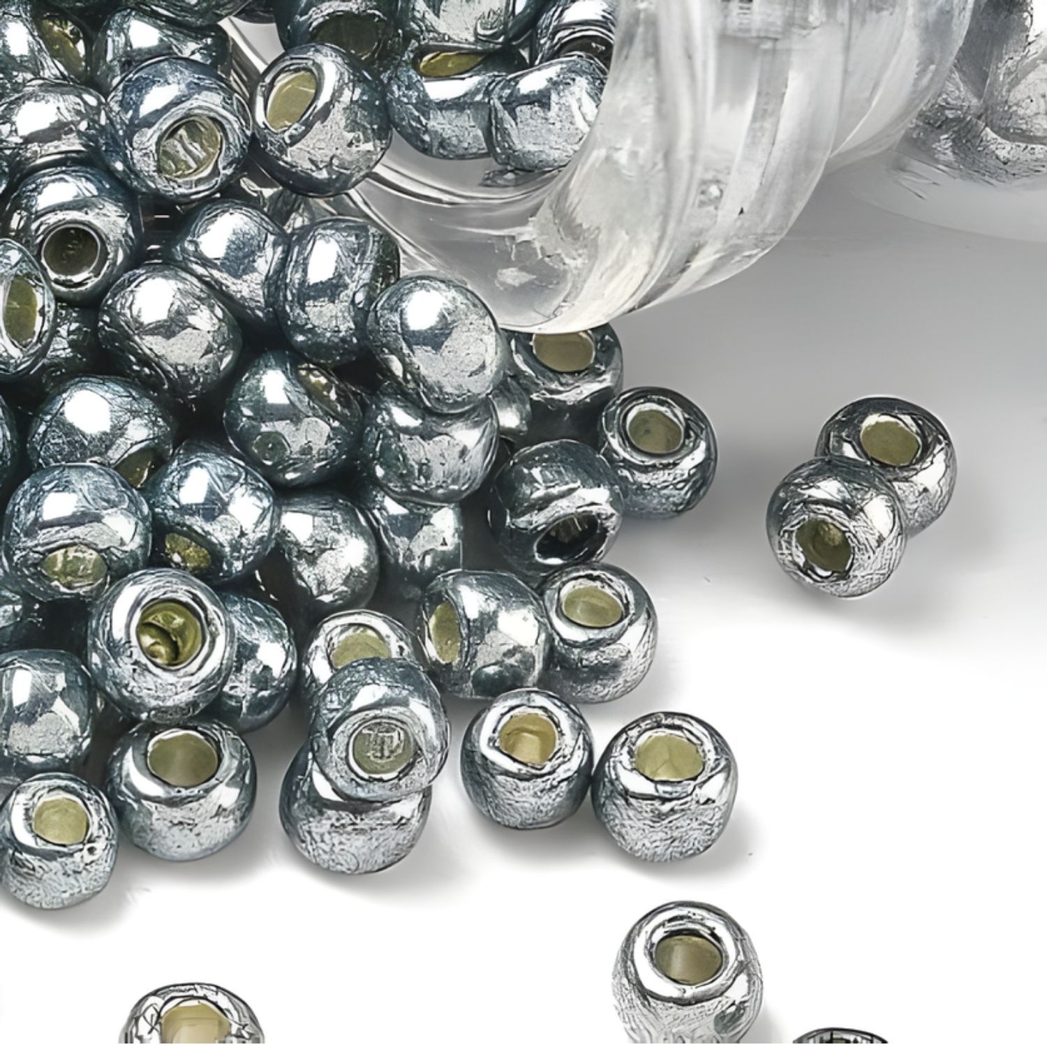 #6 Toho Seed Beads, Silver Metallic Grey, Permanent Finish, 4x4mm, 10 Grams/0.35oz, Approx 222pcs
