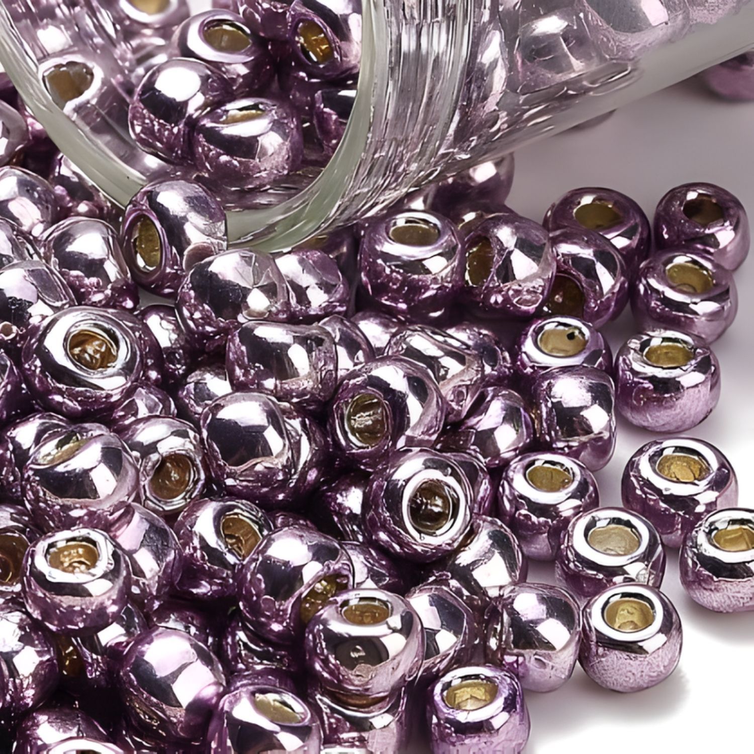 #6 Toho Seed Beads, Metallic Lavender Lilac, Permanent Finish, 4x4mm, 10 Grams/0.35oz, Approx 222pcs