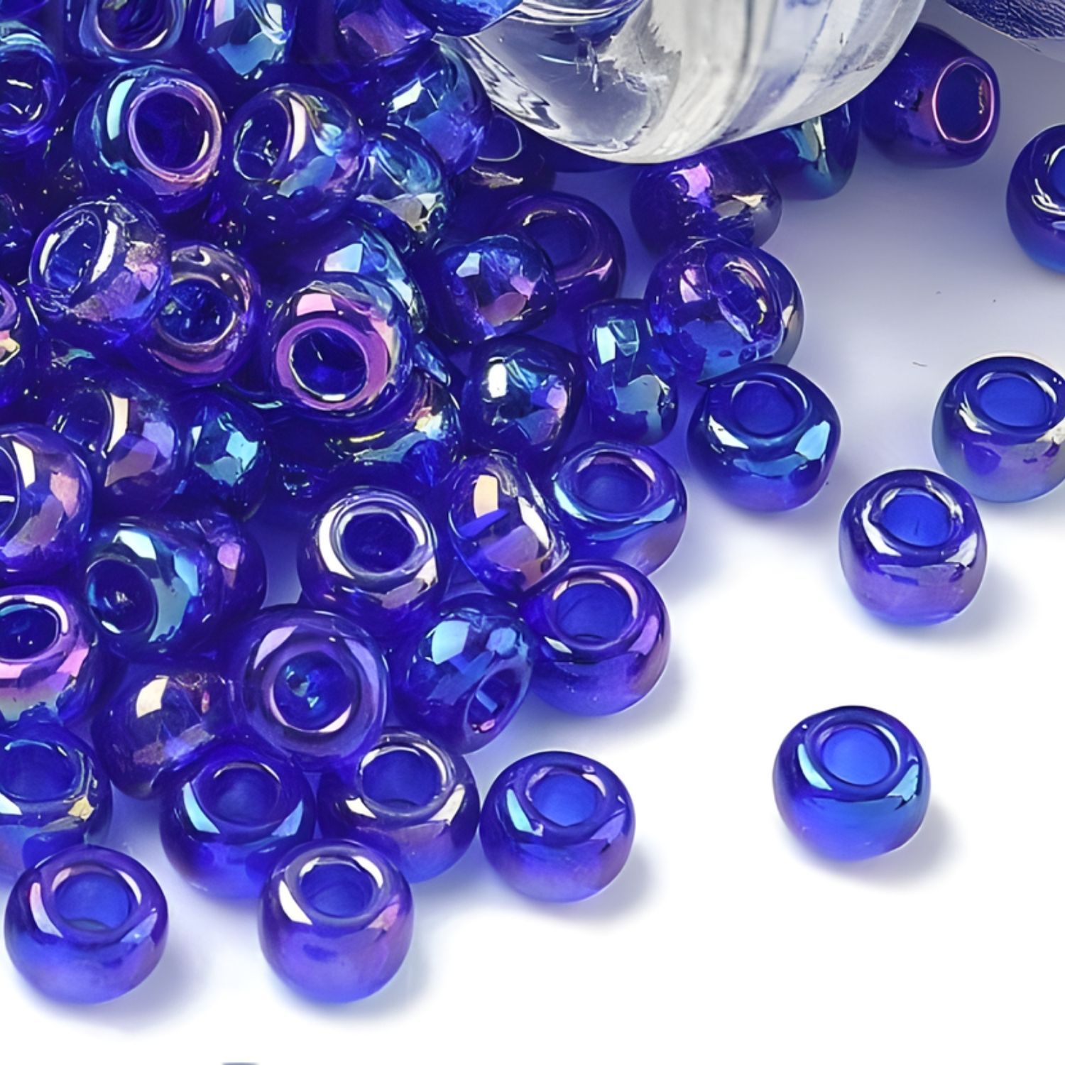 #6 Toho Seed Beads, Transparent AB Blue, 4x4mm, 10 Grams/0.35oz, Approx 222pcs