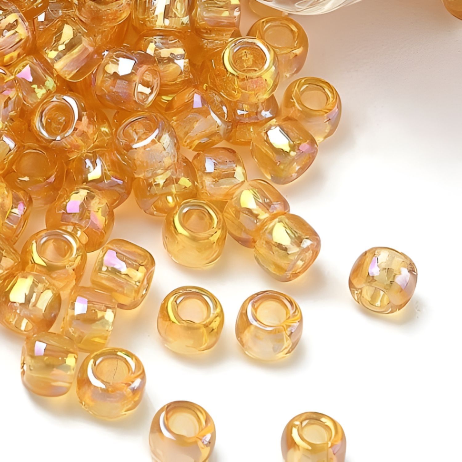 #6 Toho Seed Beads, Transparent AB Light Amber, 4x4mm, 10 Grams/0.35oz, Approx 222pcs