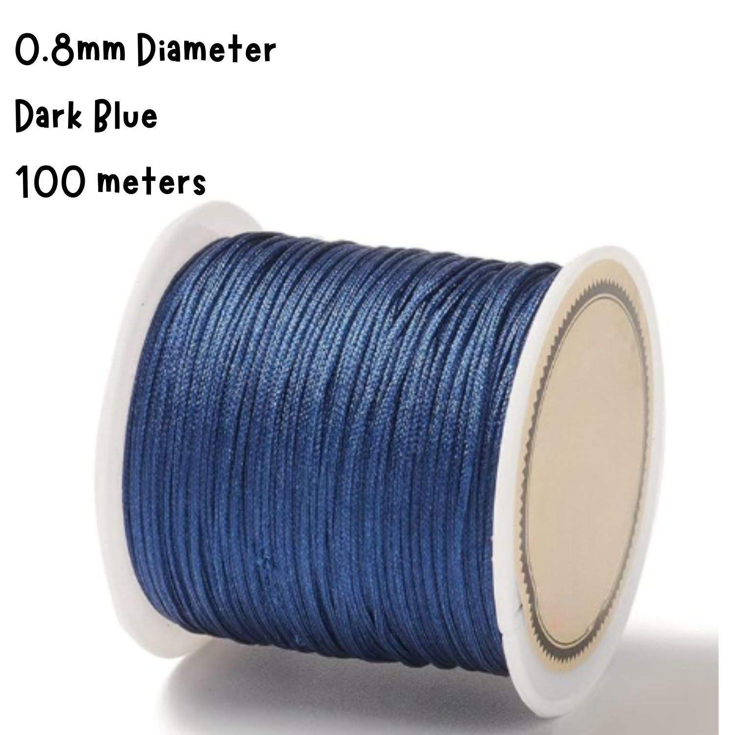 0.8mm Dark Blue, Chinese Knotting Cord, 100 Meters, 52gms/1.84oz