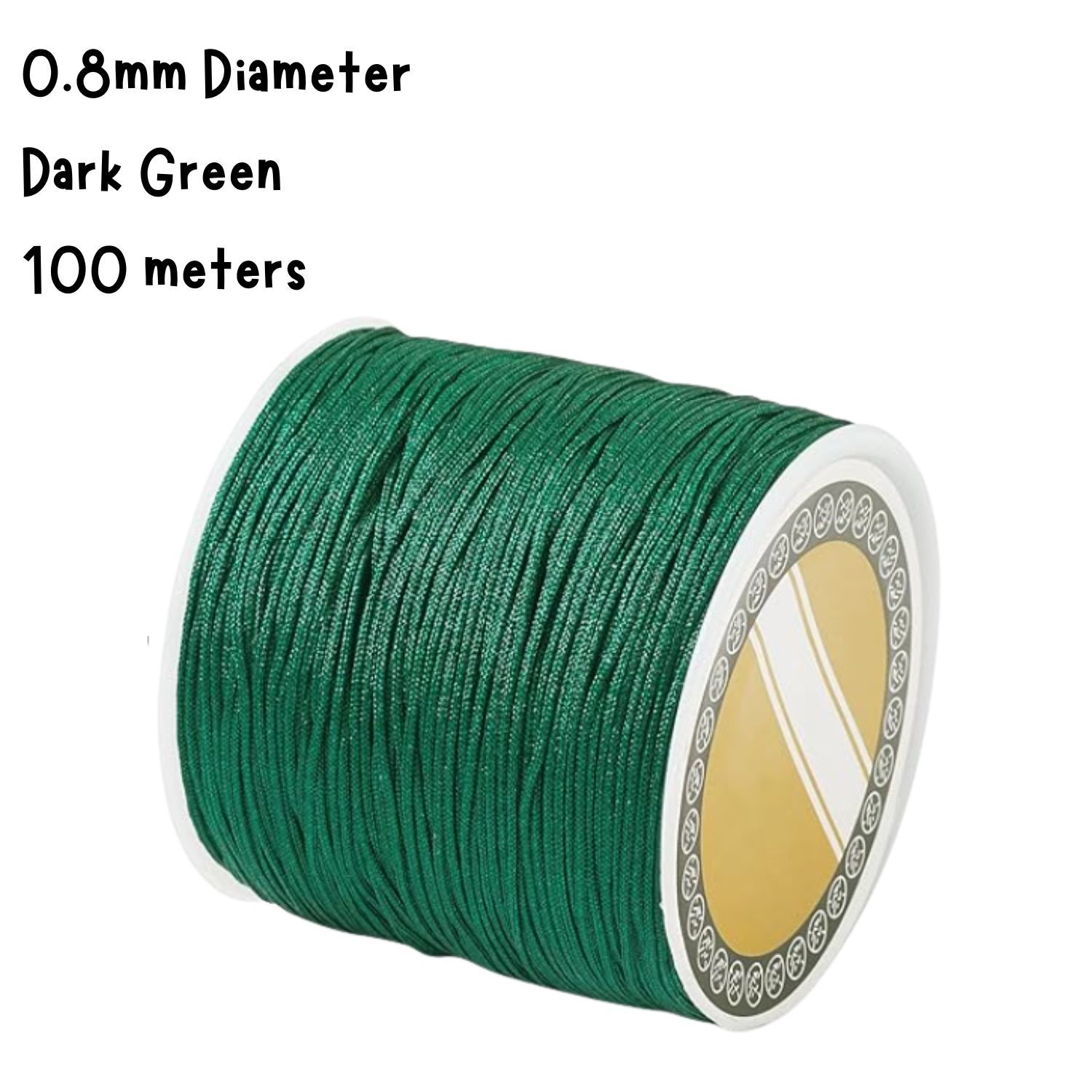 0.8mm Dark Green, Chinese Knotting Cord, 100 Meters, 52gms/1.84oz