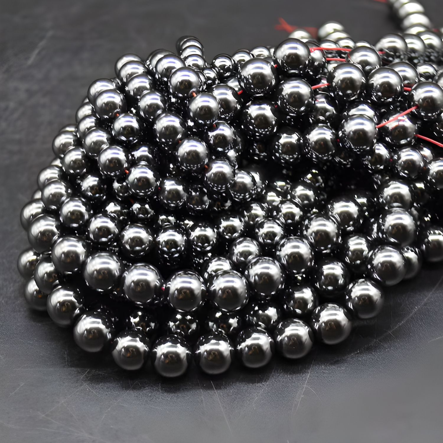 4mm Hematite, 15'' Strand, Aprrox 95 Beads, Round, Natural, 1mm Hole, Gemstones, 18gms/0.64oz